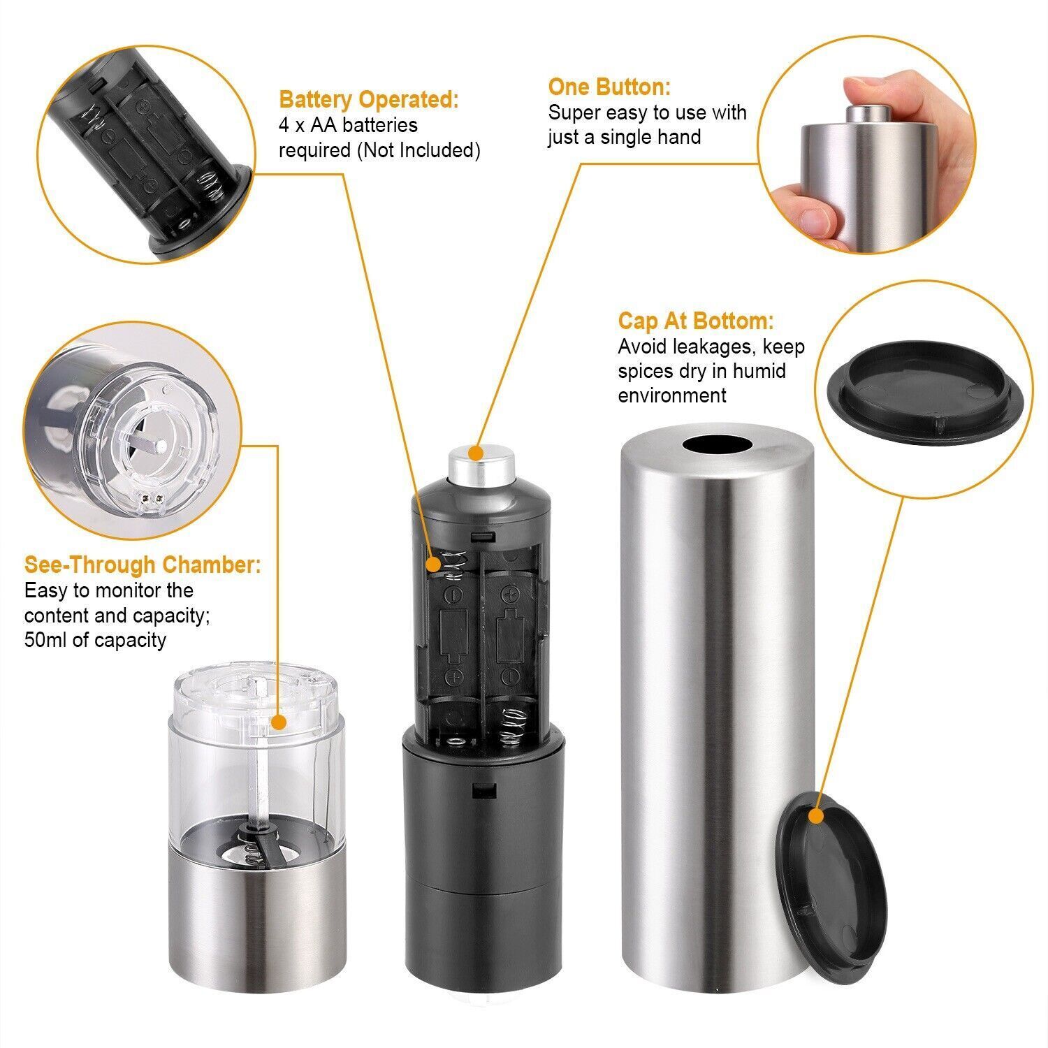 Rechargeable Electric Salt and Pepper Set