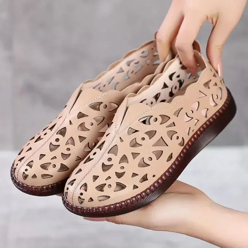 Womens Hollow Floral Summer Loafers with Soft Sole