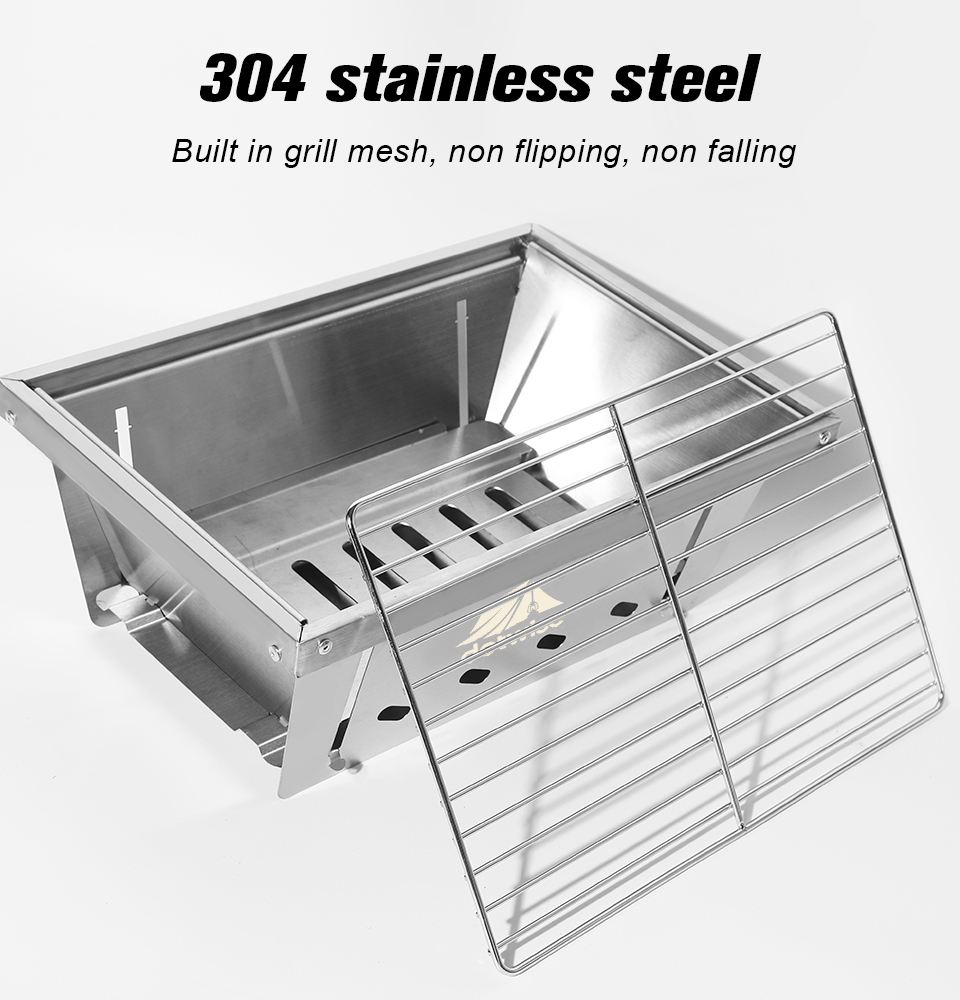 Portable Stainless Steel Folding Barbecue Grill for Camping & Outdoor Cooking