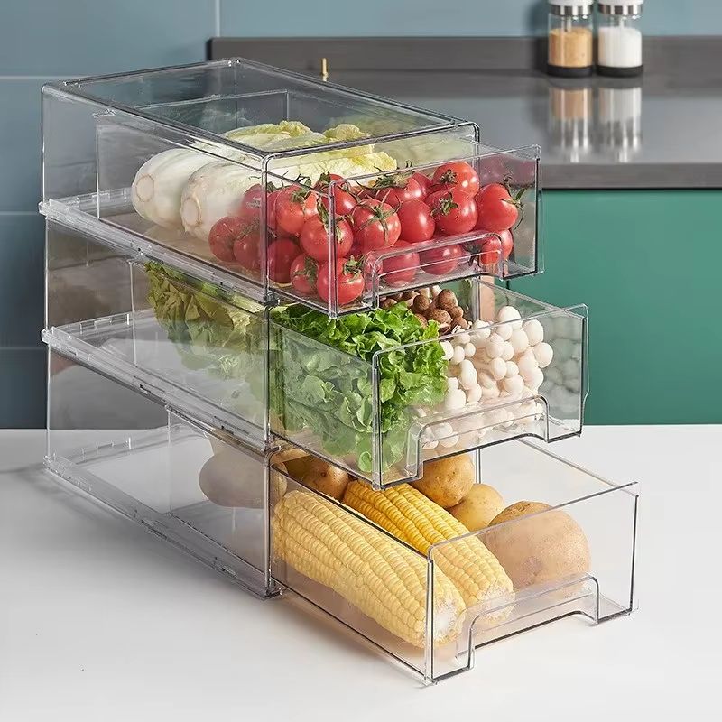 Drawer-Type Refrigerator Storage Box with Fresh-Keeping Lid for Eggs, Meat and Frozen Food