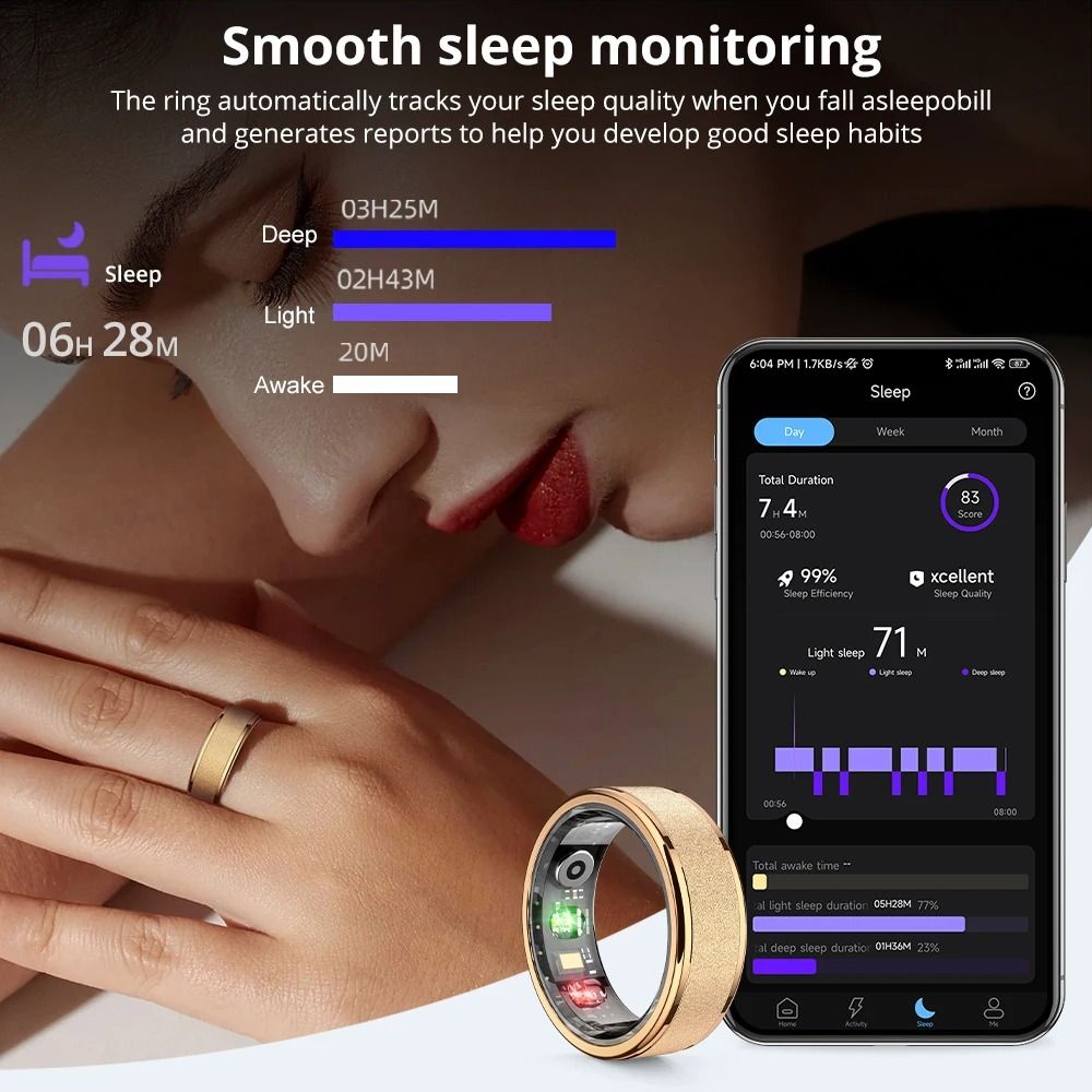 Smart Fitness Ring with Health and Sleep Tracking