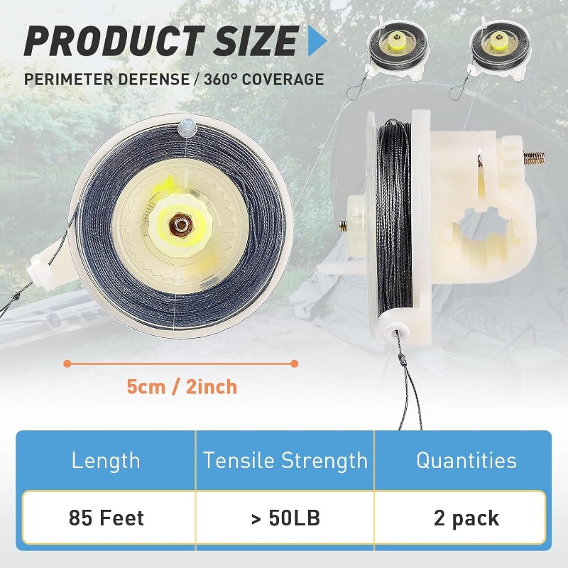 Outdoor Perimeter Alarm Trip Wire Motion Alert for Camping Security and Survival Protection
