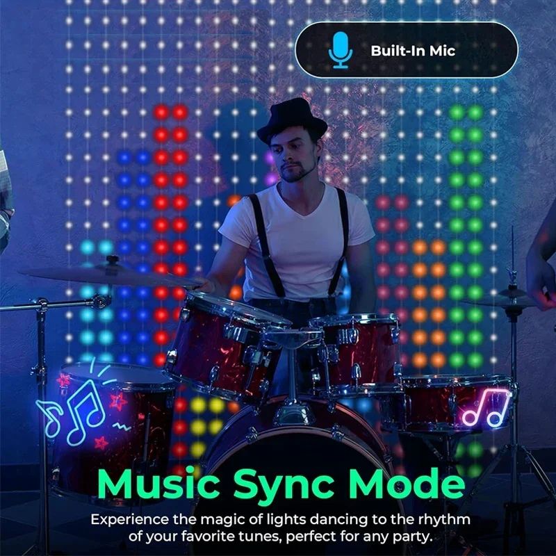Smart LED Curtain Lights with App Control Music Sync Waterproof DIY Display Lights