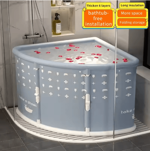 Portable One Second Foldable Bathtub Installation Free Triangle Bath Bucket for Adults and Kids