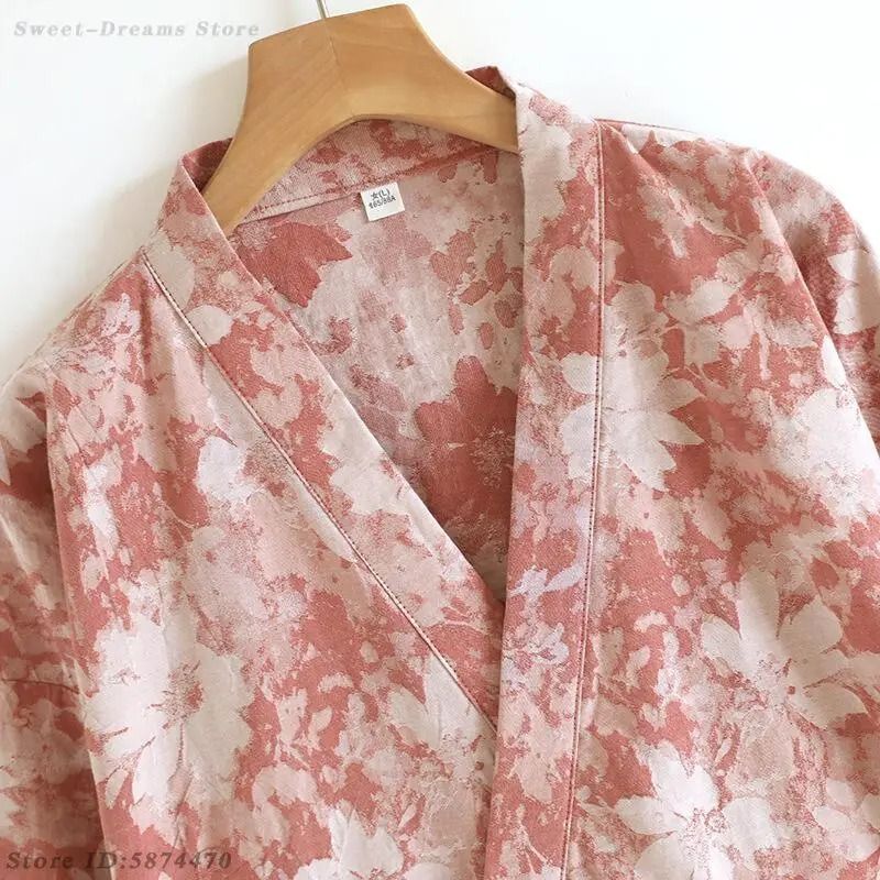 Women's Retro Jacquard Cotton Robe | Premium Kimono Cardigan & Breathable Loungewear System
