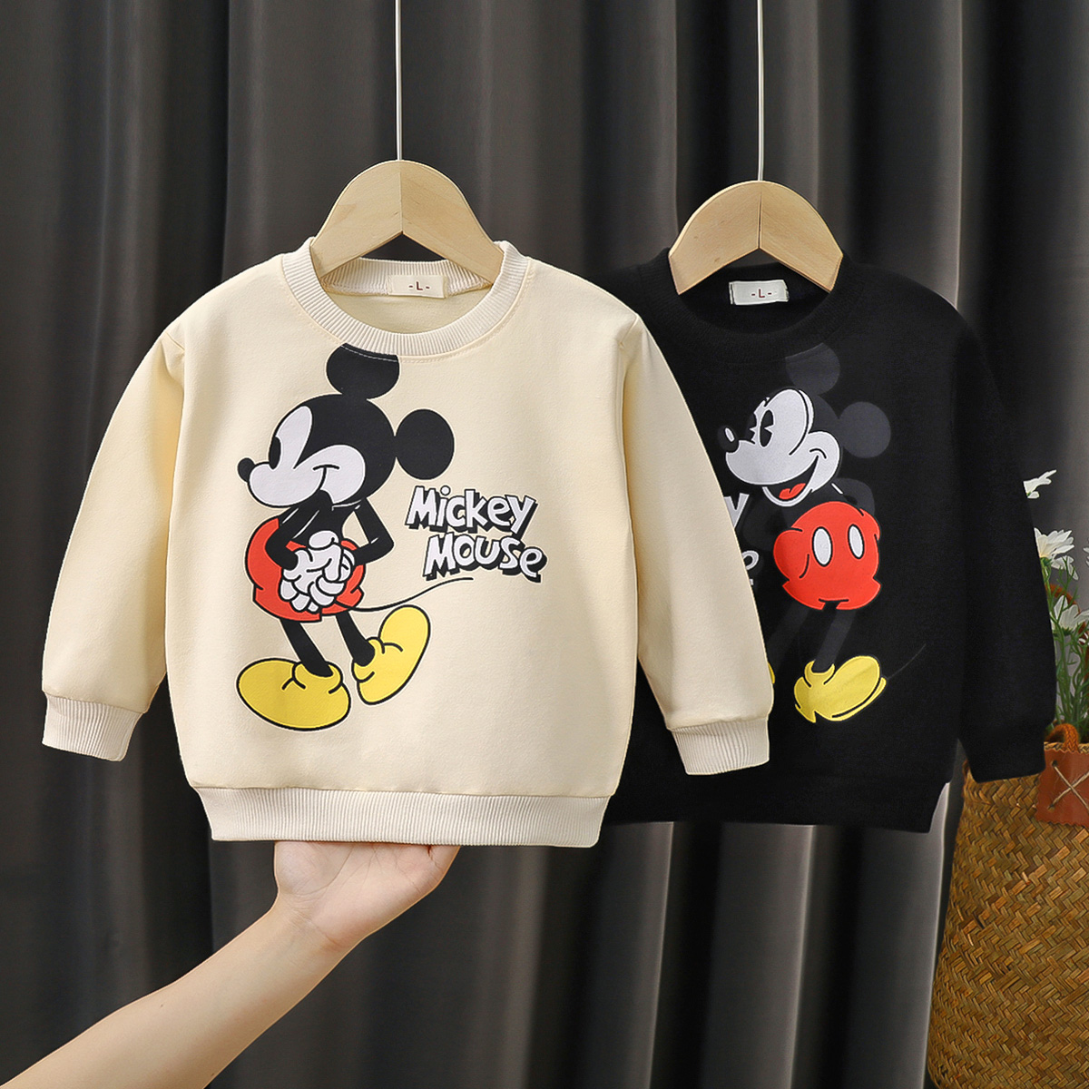 Baby Clothes Mickey Printed Cartoon Sweatshirt Long Sleeve Tops Loose Fashion Autumn Thin Sweater for Children