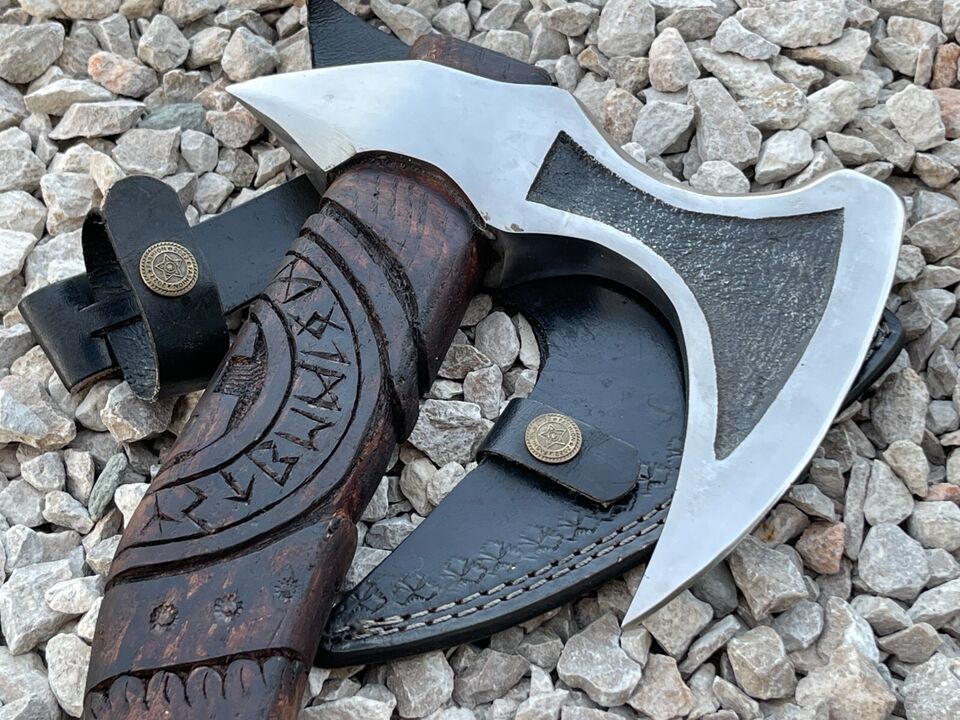 Unique Viking Axe Custom Handmade Carbon Steel Blade Axe Camping Axe Christmas