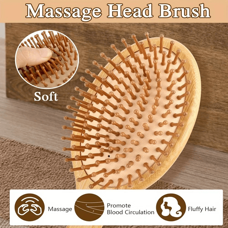 Bamboo Hair Comb Anti Static Wooden Detangling Scalp Massage Comb