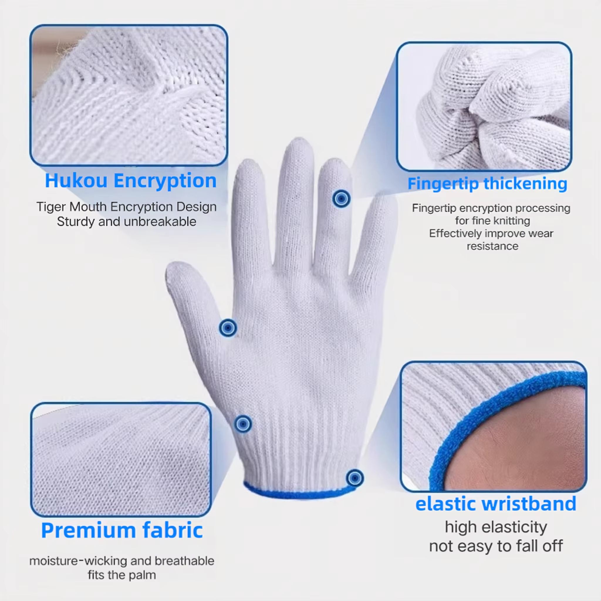 Pure Cotton Breathable Anti Slip Work Gloves Bulk Pack (10/30/60 Pairs) for Cleaning, Handling, and Daily Protection