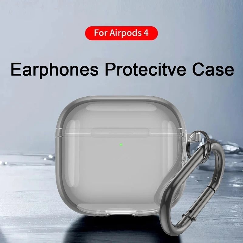 Transparent AirPods 4 Case Shockproof TPU Silicone Cover with Keychain