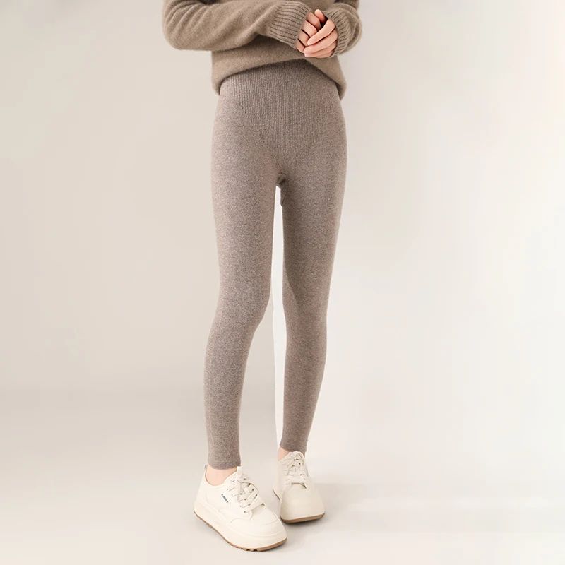 Women Warm Wool Knit Leggings Slim Fit Winter Thermal Pants