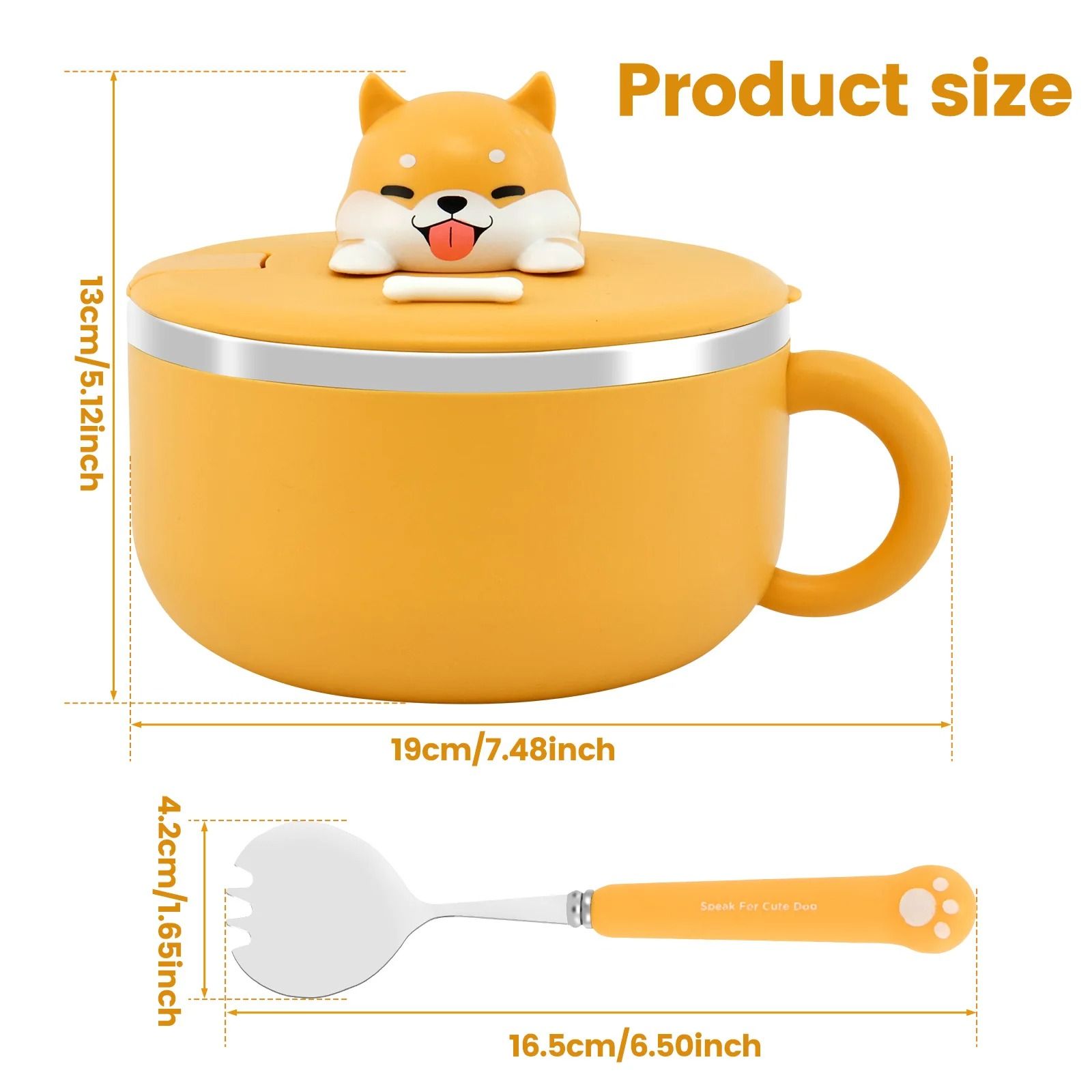 1200ml Insulated Stainless Steel Ramen Bowl with Lid