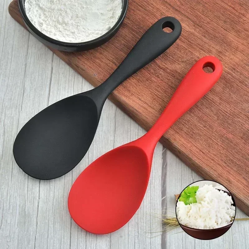 Silicone Cooking Spoon for Nonstick Pans Long Handle Serving and Mixing Spoon