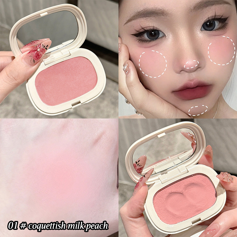 Long-lasting Matte Blush Cream, Silky Texture with High Color Rendering, Natural Low Saturation Blush