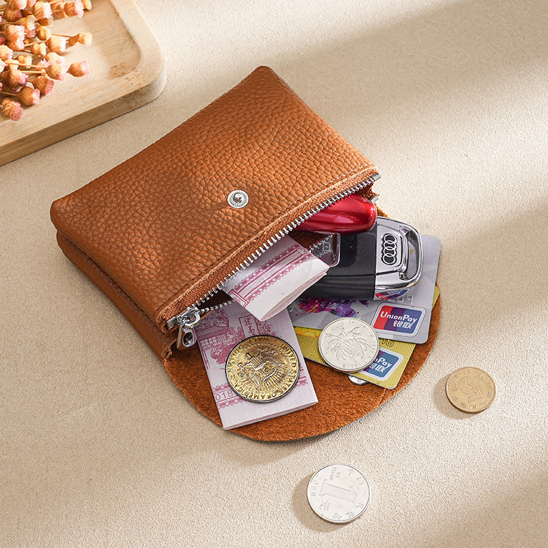 PU Leather Luxury Coin Purse, Business Card Wallet with Zipper, Personalized Initials Holder, Ideal Gift Bag