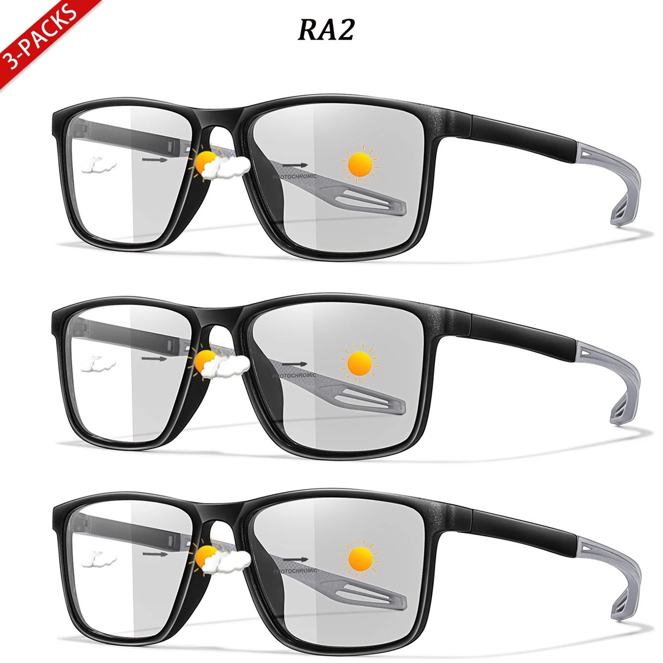 Photochromic Reading Glasses Set With Blue Light Protection (3 Pairs)
