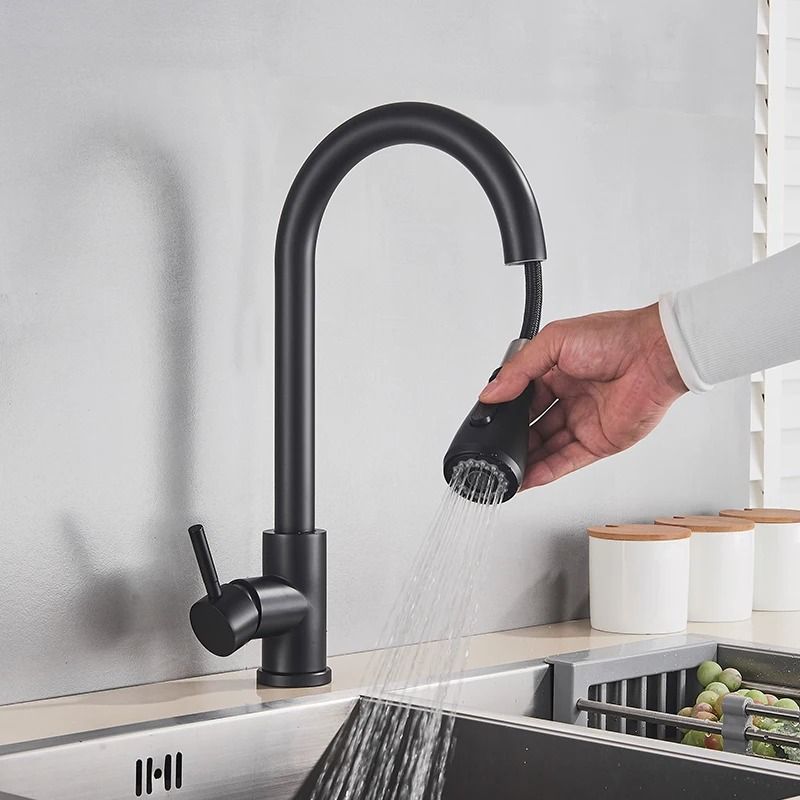 Pull Out kitchen faucet Silver Single Handle Swivel Sprayer Sink Water Mixer Tap