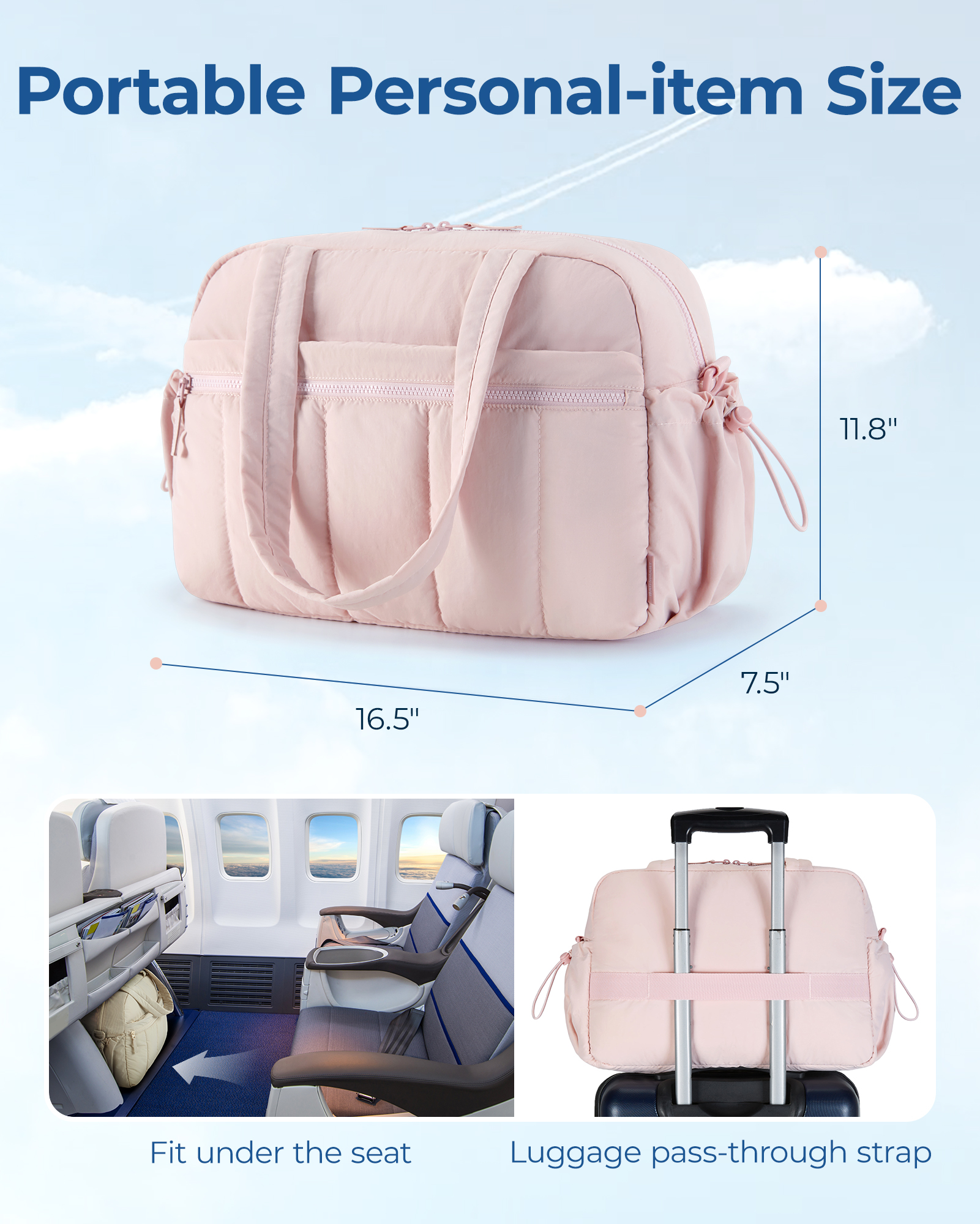 Waterproof Travel Duffel Bag with Wet Pocket, Women's Gym & Weekender Shoulder Bag, Durable Beach
