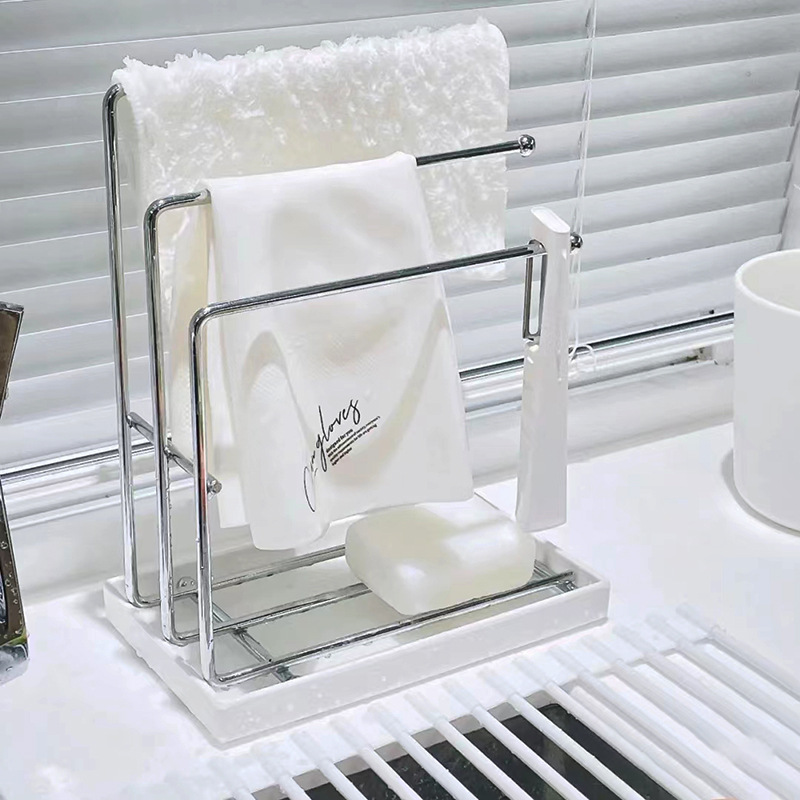 Drain Rag Rack, Kitchen Supplies Storage Rack, Household Counter top Organiser, Dishcloth Sponge Towel Holder
