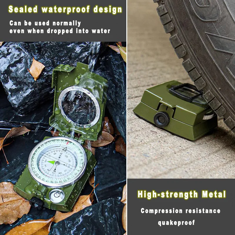 Precision Tactical Survival Compass Waterproof Military Lensatic Navigation Tool