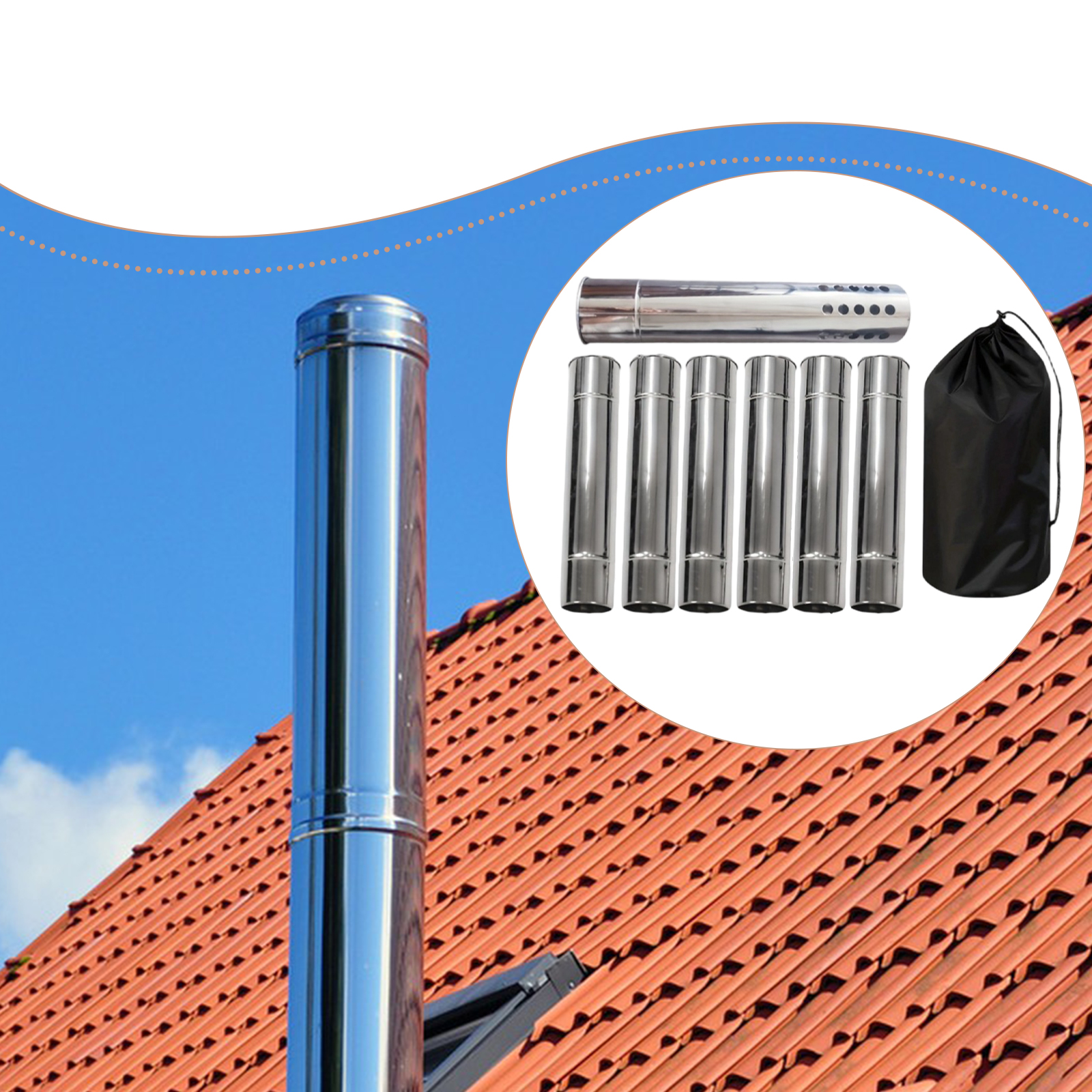 Stainless Steel Chimney Extension Pipe Set for Wood Stoves & Fireplaces Durable Flue Tube for Efficient Venting