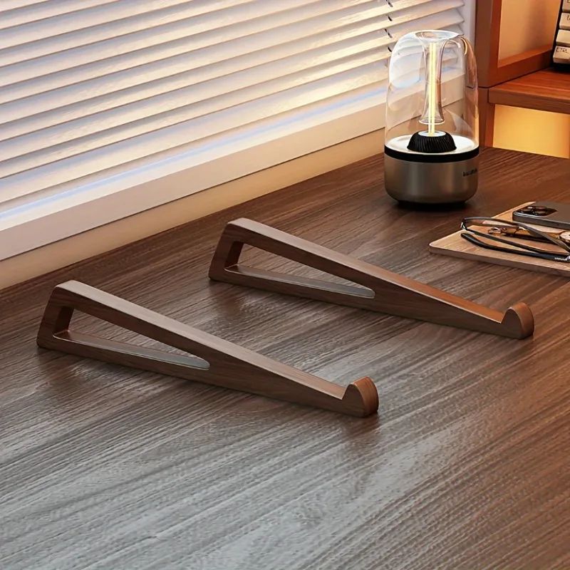 Portable wooden laptop stand – Foldable ergonomic laptop riser with 12° Angle & Ventilated Triangular Support