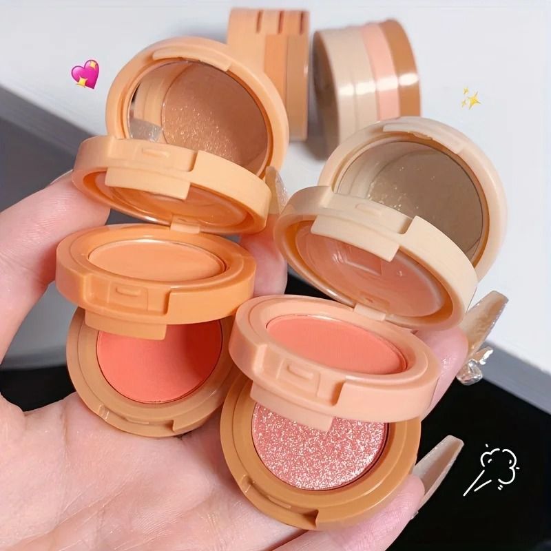 3 in 1 Makeup Palette Matte Pearlescent Glitter Blush Highlighter Contour