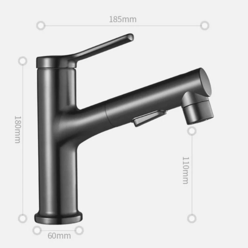 Modern Pull Out Bathroom Sink Faucet with Dual Mode Sprayer