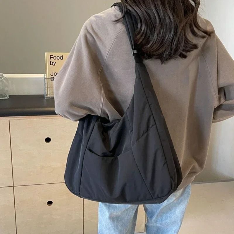 Y2K Soft Cloth Shoulder Bag Large Casual Crossbody Handbag for Women