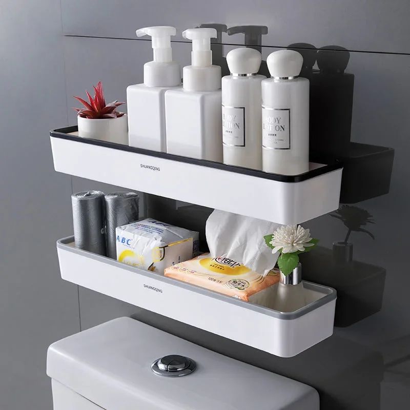 SpaceLift No Drill Over Toilet Storage Rack Wall Mounted Bathroom Organizer
