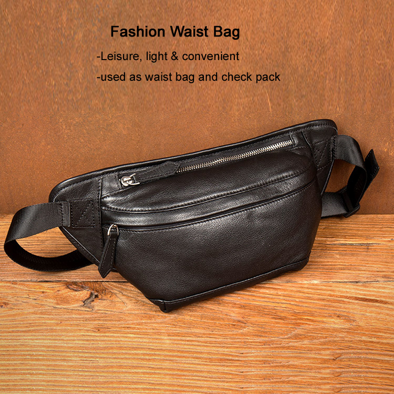 Mens Genuine Leather Waist Bag Stylish Molle Belt Pouch for Outdoors Travel and Everyday Use
