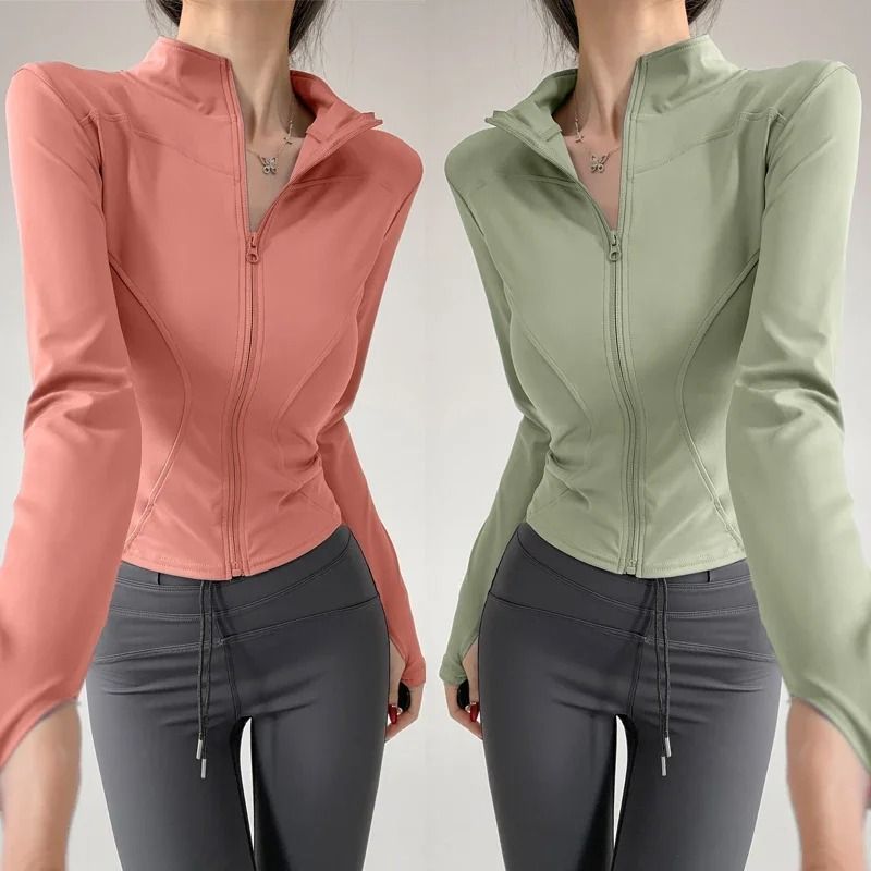 Sun Quick Drying Sports Coat Women Tight Top Yoga Jacket Long Sleeve Zipper Fitness Jacket S to 3XL