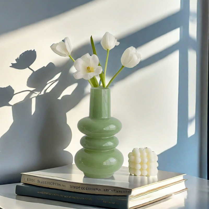Blush Boho Pink Glass Vase for Flowers, Hydroponic Bud Vase, Vintage Home Decor