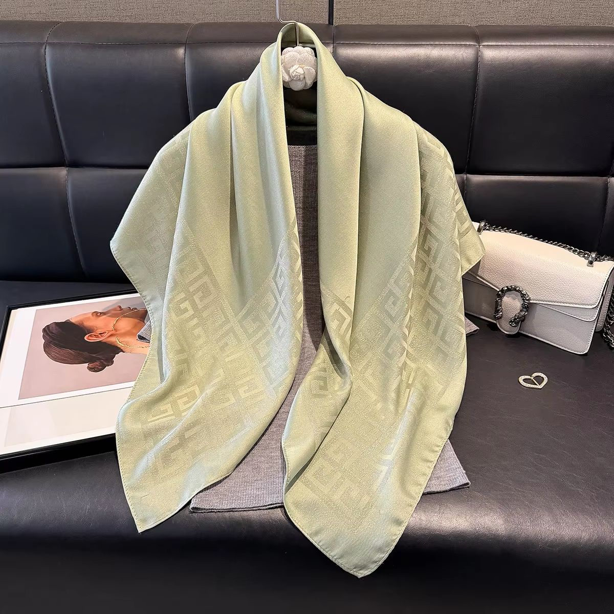 Women's Silk-Like Square Hijab Scarf – 27.56x27.56in Fashion Sun Protection Shawl & Headscarf