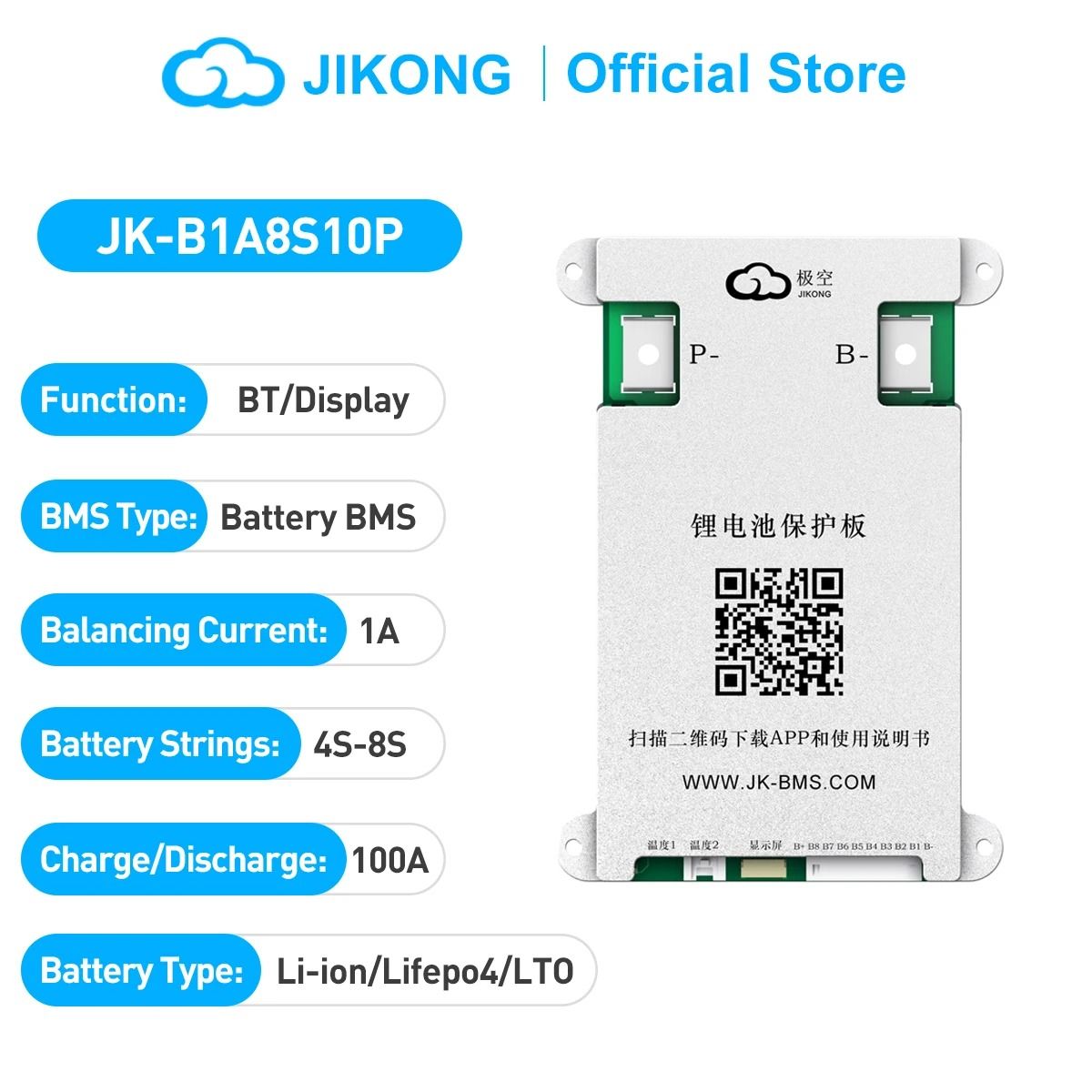 JIKONG BMS 4S 24S 12V 24V 72V Active Balance Smart BMS for Lifepo4 Li Ion LTO 18650 Battery