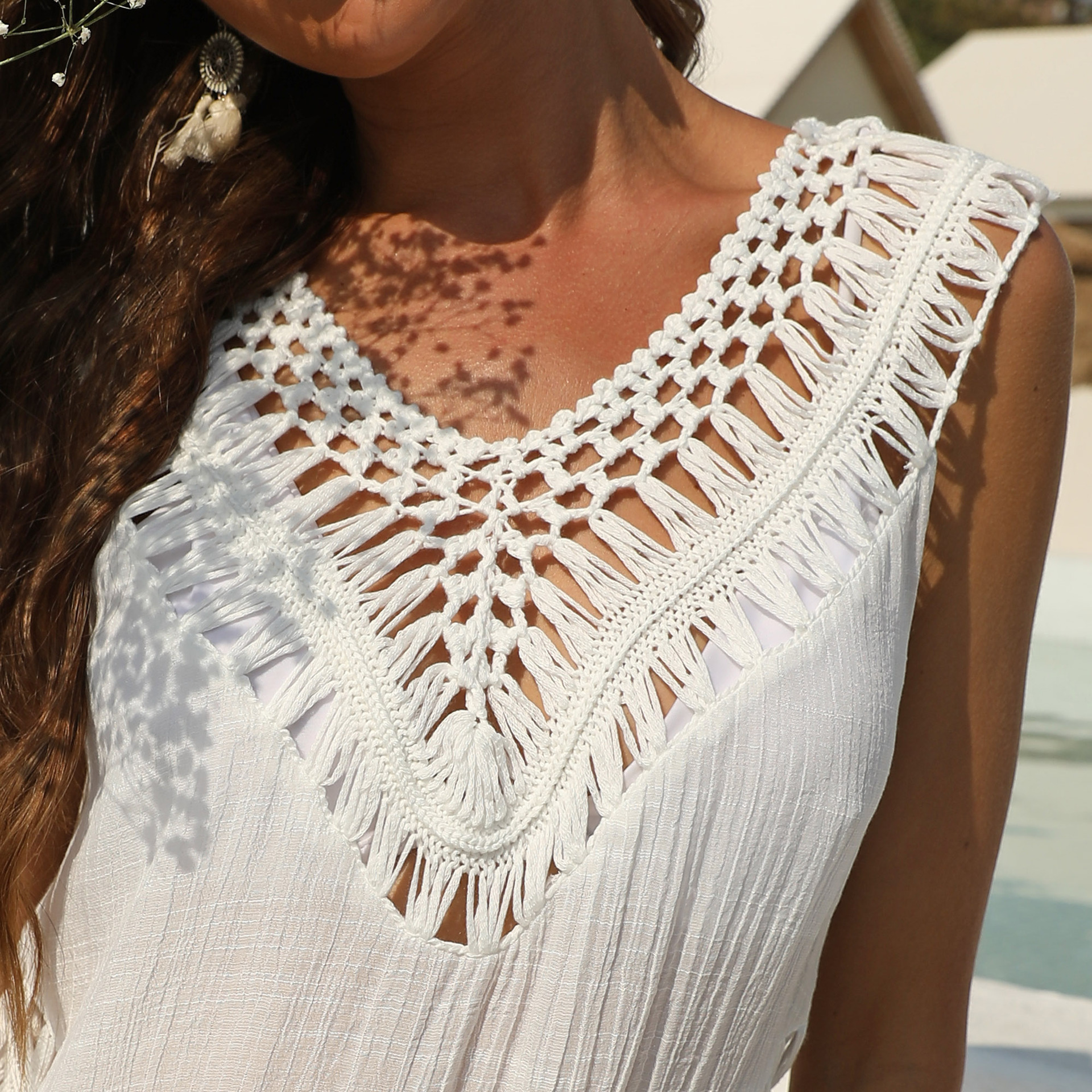 Summer Cpae Outfits Cover-ups, Knitted Sarong Bath Exits, Saida Praia Wrap
