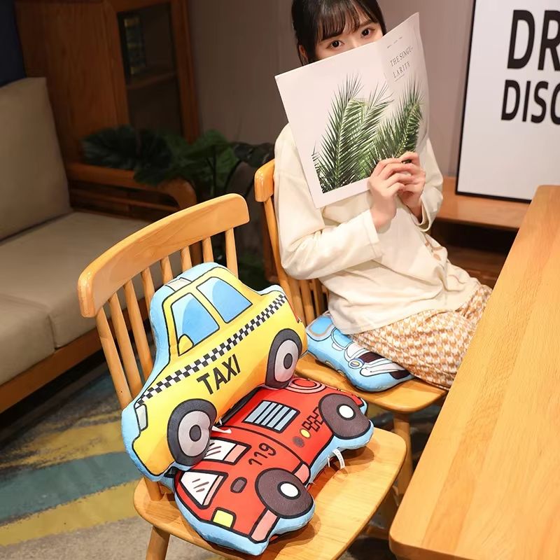 Cartoon Vehicle Plush Pillow for Kids (Fire Truck, Police Car, Excavator)