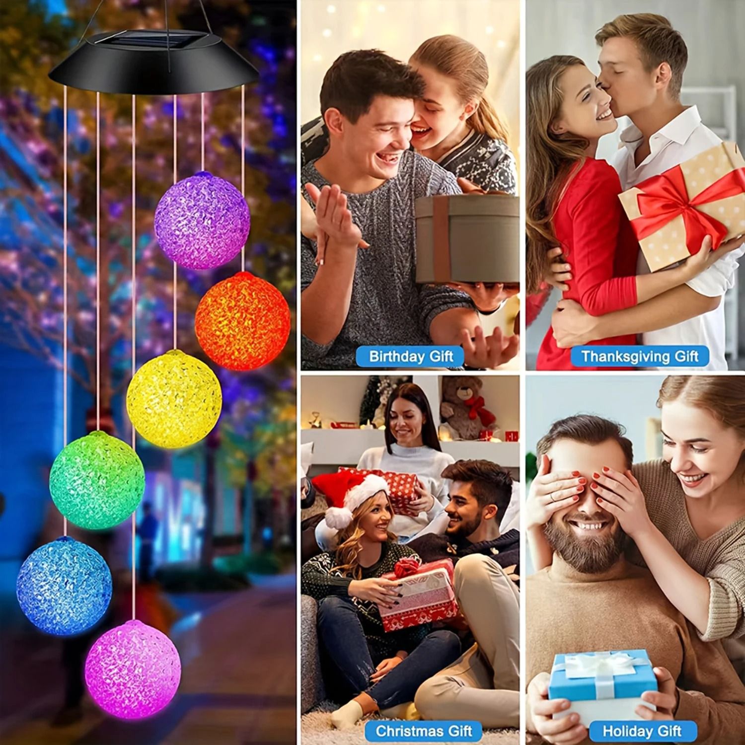 Colorful Solar Particle Ball Wind Chime Light