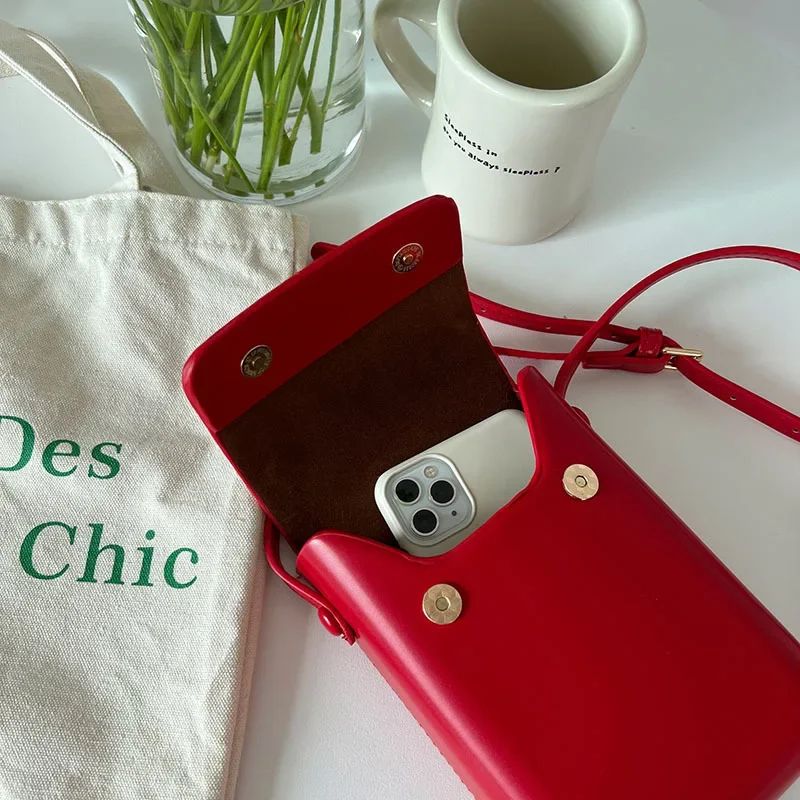 Mini PU Leather Flap Crossbody Bag for Women Simple Solid Everyday Shoulder Purse