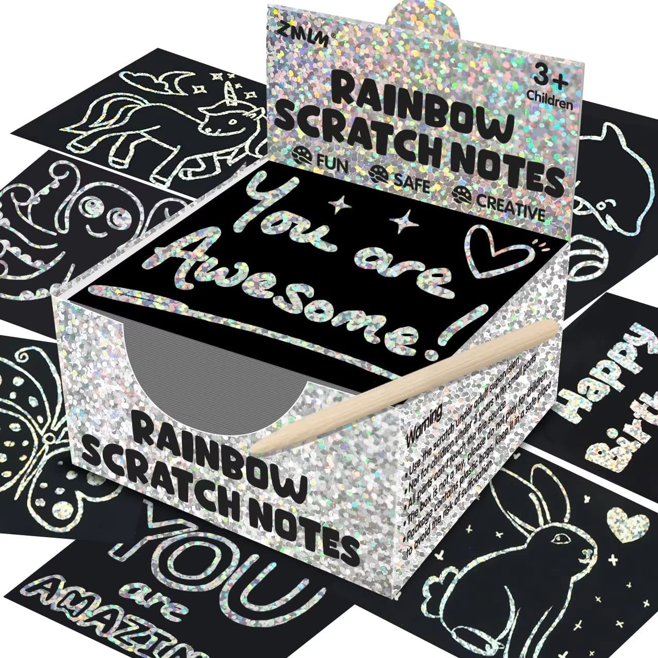 Dazzling Scratch Painting Interactive Art Kit with Note Cards Parent-Child Creative Toy