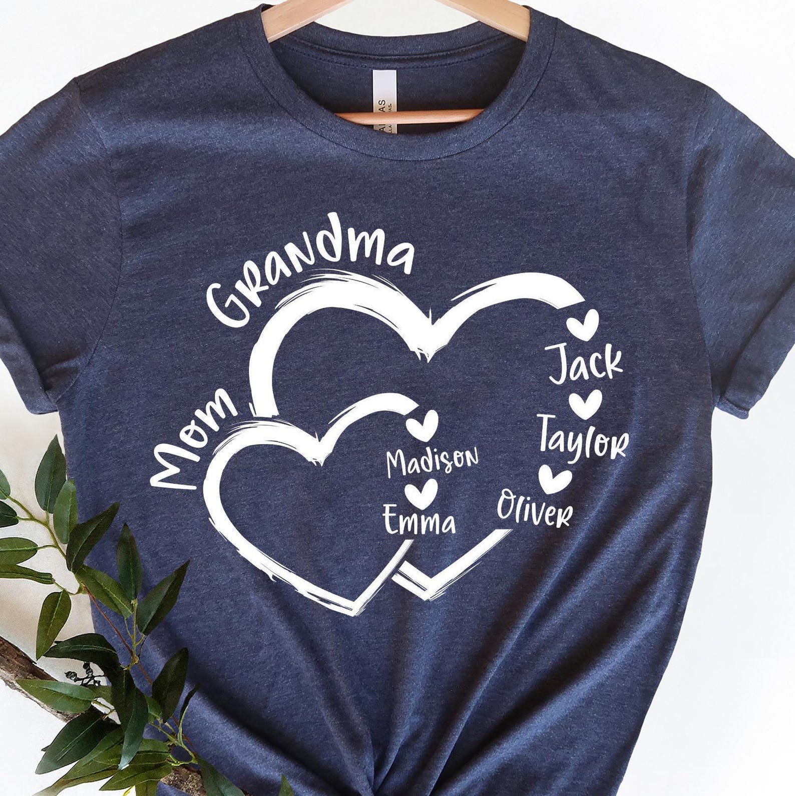 Custom Mom Grandma Heart Shirt, Personalized New Grandma T-Shirt, Grandma With Kid Names, Mother's Day Gift, Mama and Gr