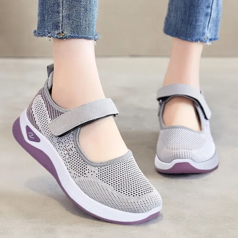 Women Running Sneakers Breathable Mesh Casual Wedge Platform Shoes