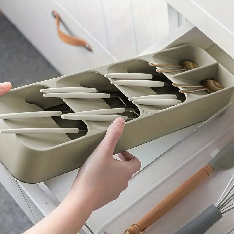 Multi-purpose Cutlery Storage Tray  Compartmentalized Organizer for Kitchen Drawers