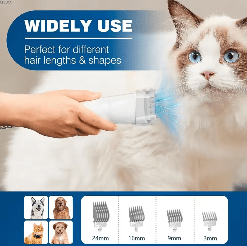 PawsClean 2.3L Pet Grooming Vacuum Kit with Clippers and Brushes