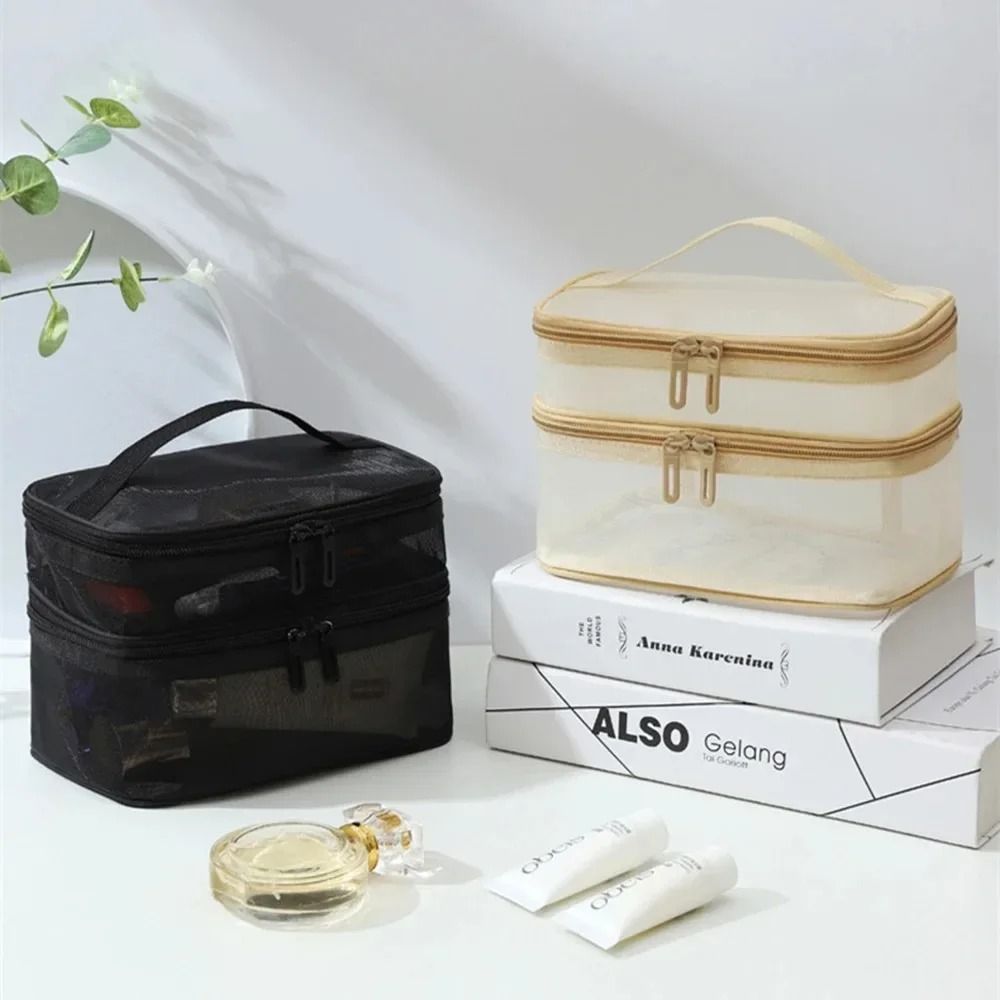 Nylon Double Layer Mesh Cosmetic Bag