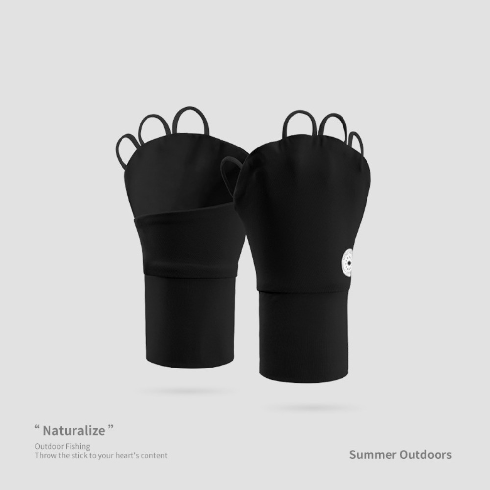 Highly Elastic Riding Gloves, Touch Screen Ice Silk Fishing Gloves, Anti-UV Breathable Palm Hollowed