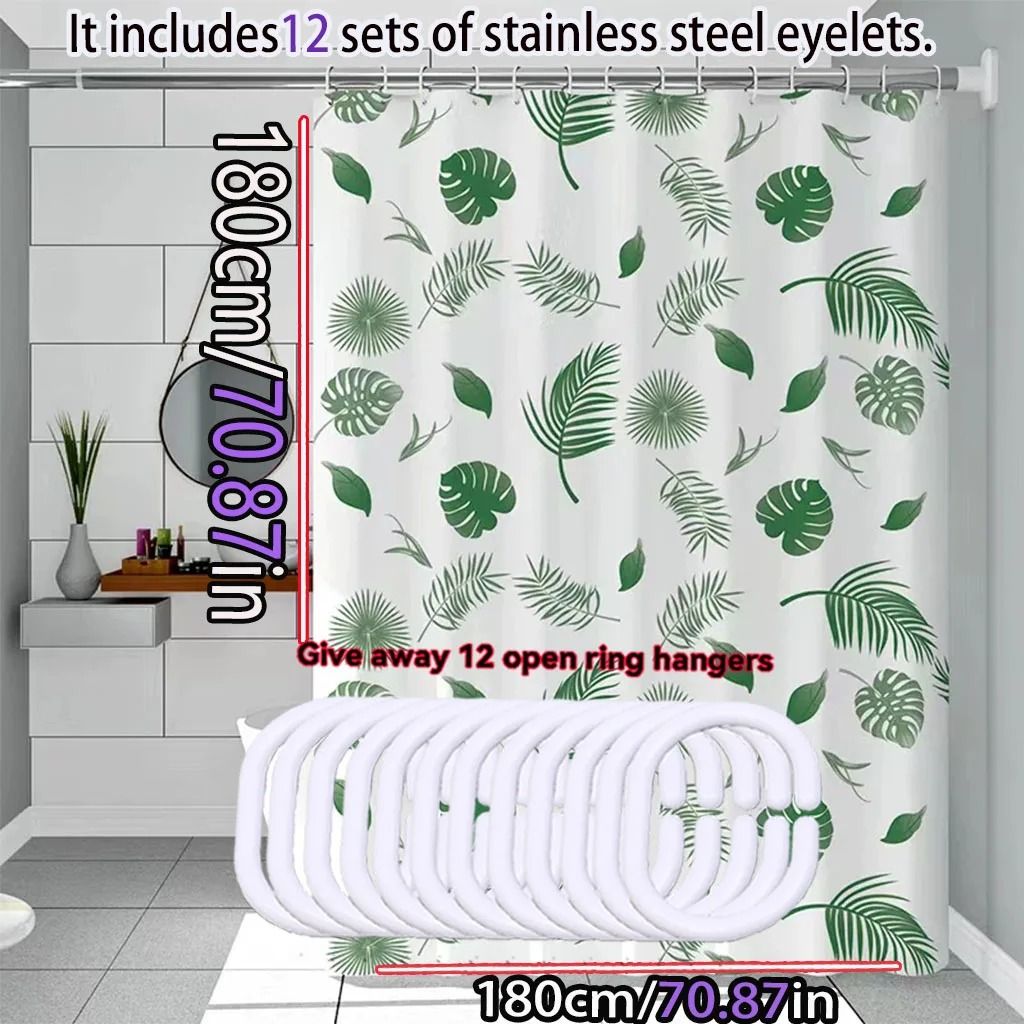 Green Leaves Quick-Dry Shower Curtain