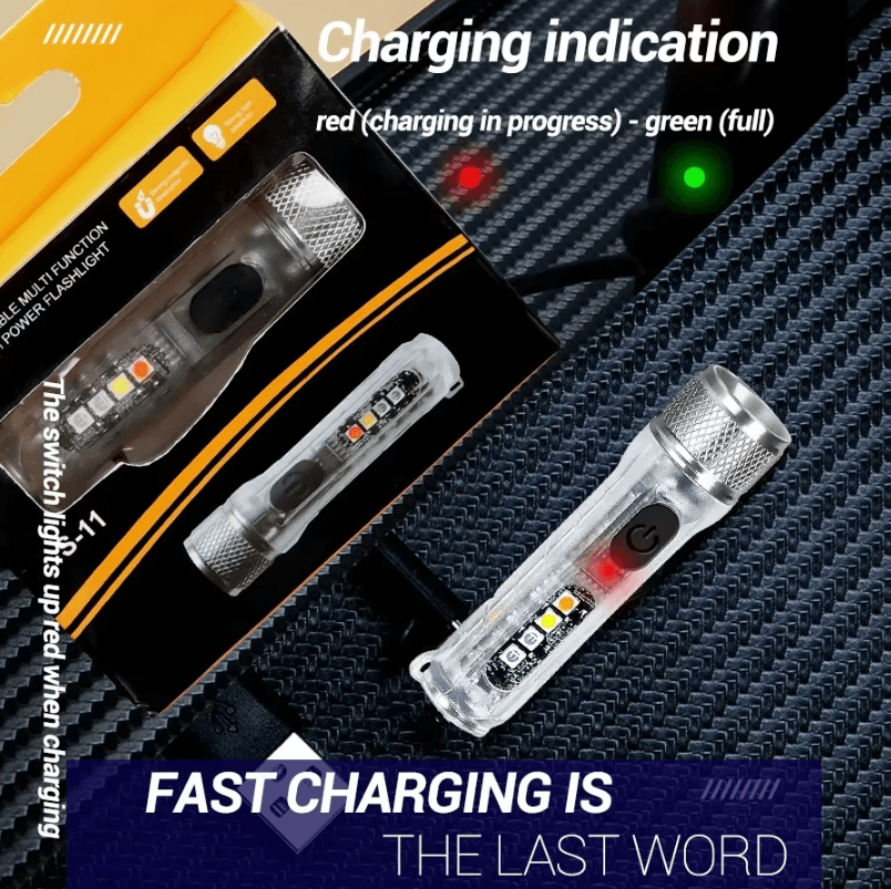 Mini LED Rechargeable Keychain Flashlight with Magnetic Base and Long Range Beam