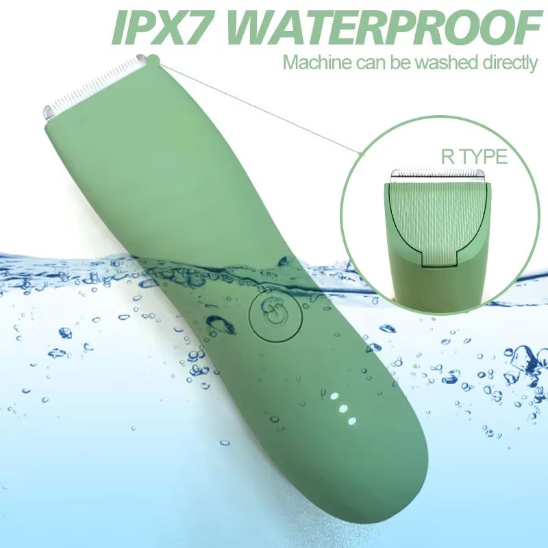 Men's Waterproof Body Hair Trimmer – Groin & Pubic Groomer with Replaceable Ceramic Blade