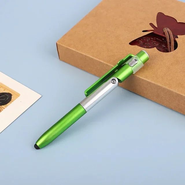 4-in-1 Multifunction Stylus Ballpoint Pen – Foldable Phone Holder, Flashlight & Touchscreen Pen